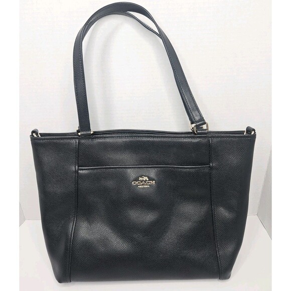 Coach Crossgrain Black Leather Pocket Tote Purse F34497 - Picture 1 of 11